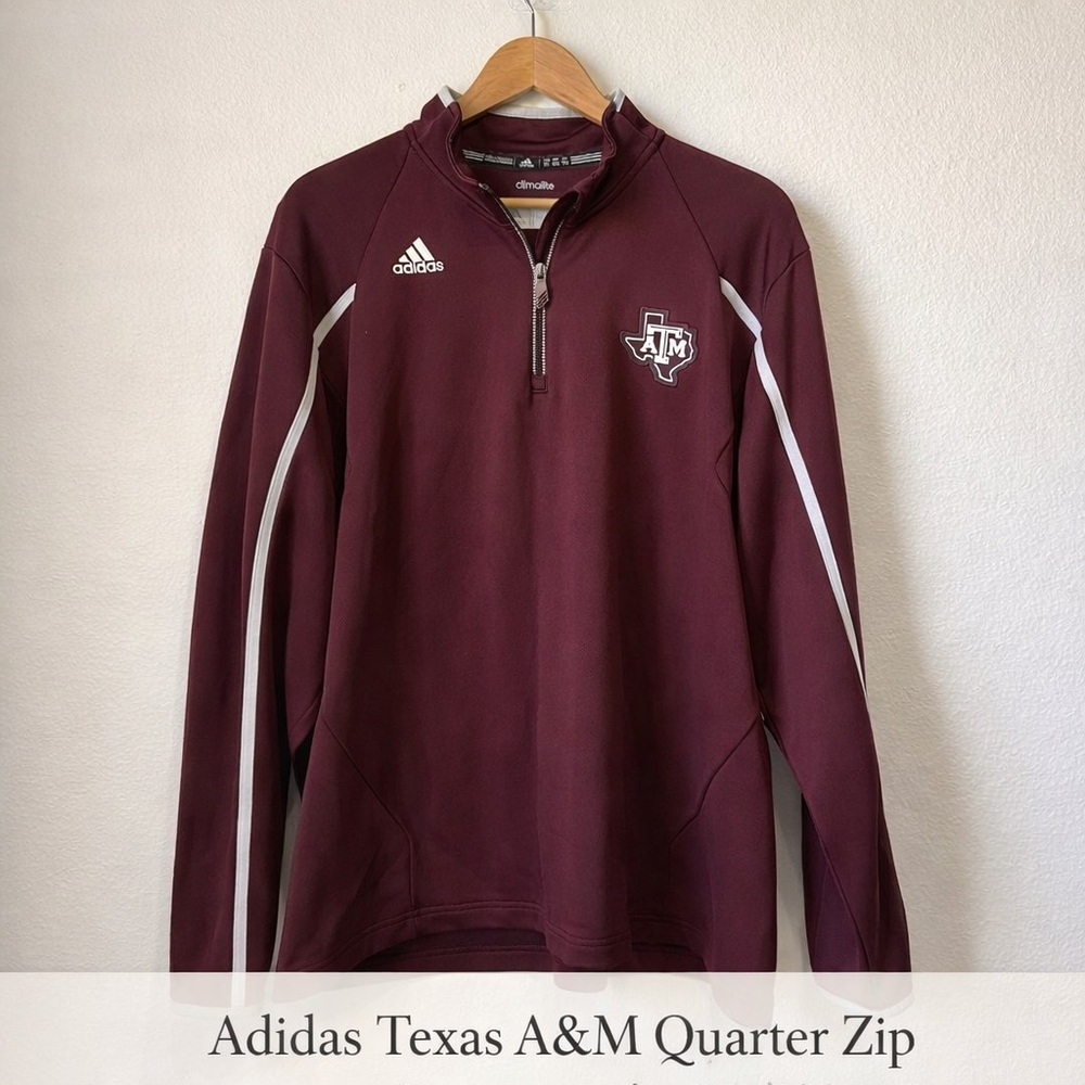 Adidas Climalite Texas A&M Quarter Zip Pullover Size XL Good
